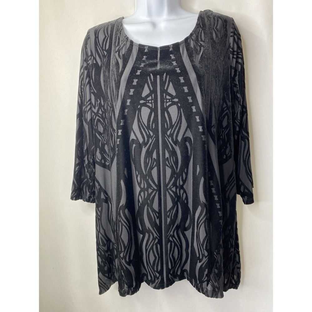 Style & Co Womens Velvet Burnout Tunic Size 1X Whimsygoth Fairygrunge Fall Royal